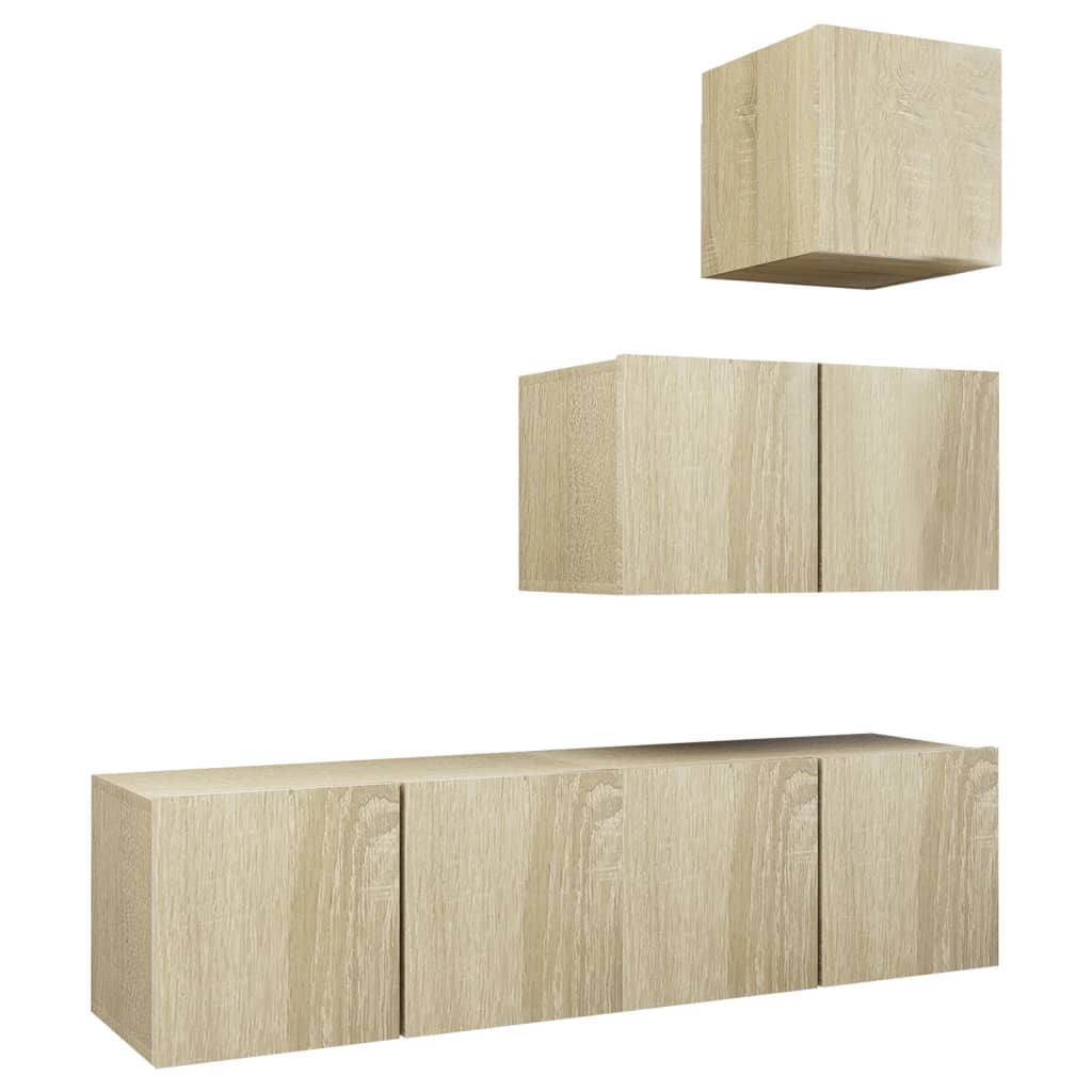 4-tlg. TV-Schrank-Set Weiß Holzwerkstoff