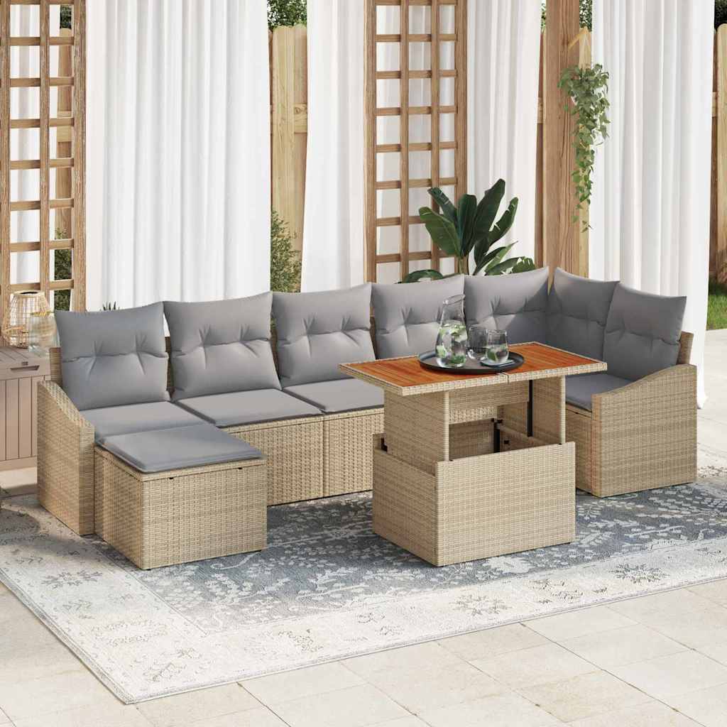 Garten Essgruppe mit Kissen 8 pcs Schwarz und Creme