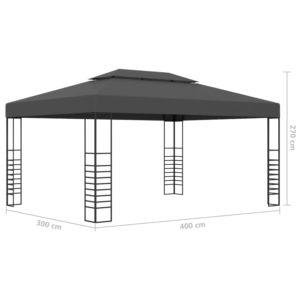 Pavillon mit LED-Lichterkette 4x3x2,7 m Weiß