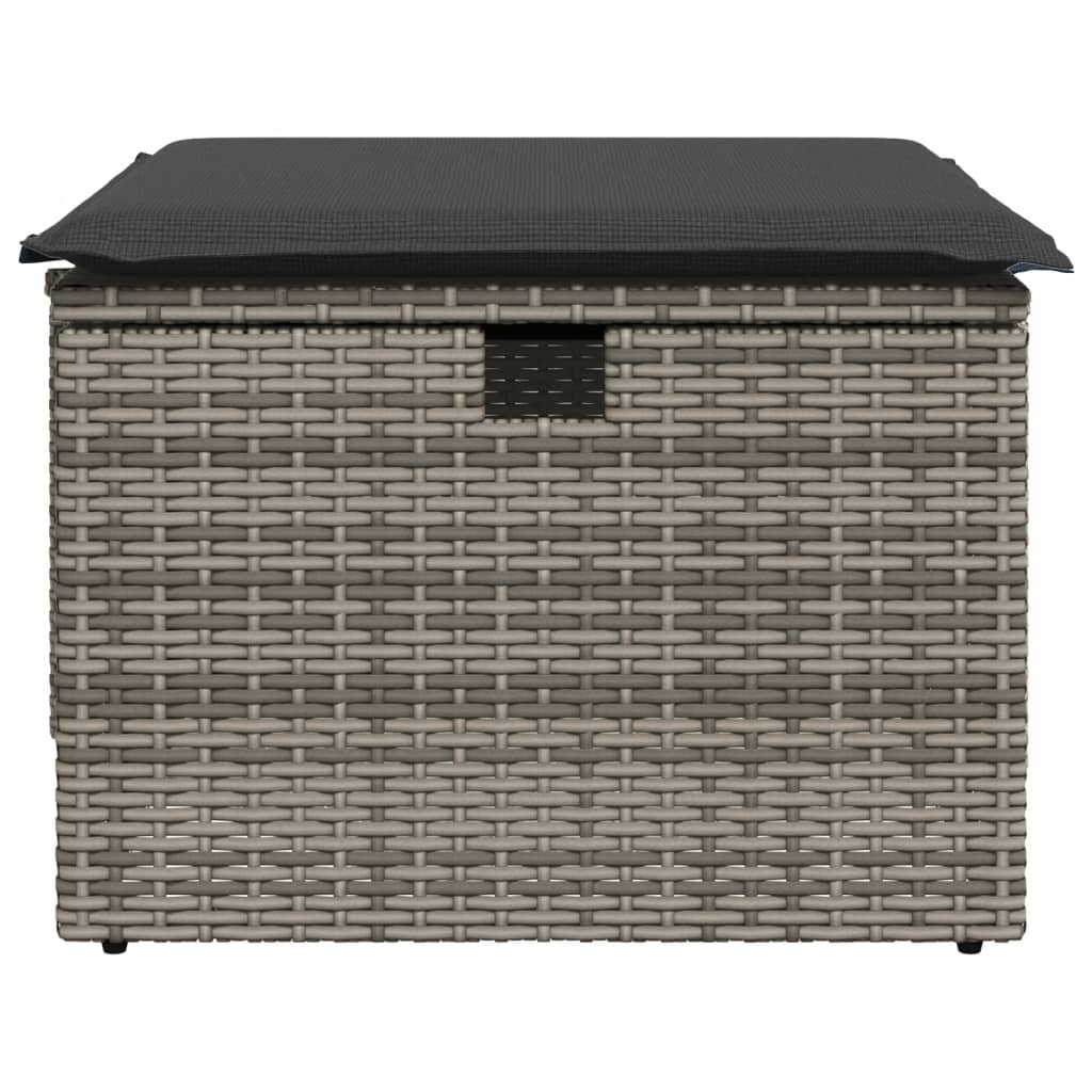 Gartenhocker mit Kissen Schwarz 55x55x37 cm Poly Rattan