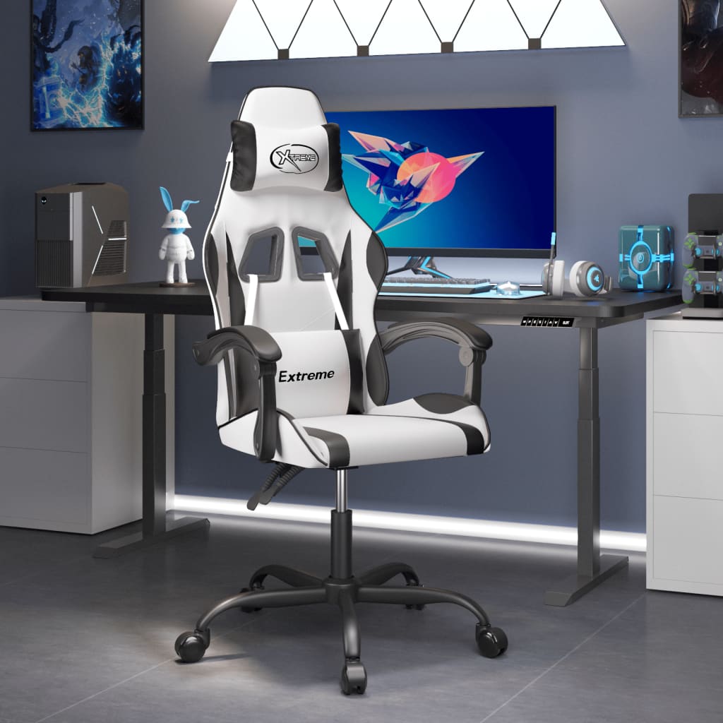 Gaming-Stuhl Drehbar Schwarz und Grün Kunstleder
