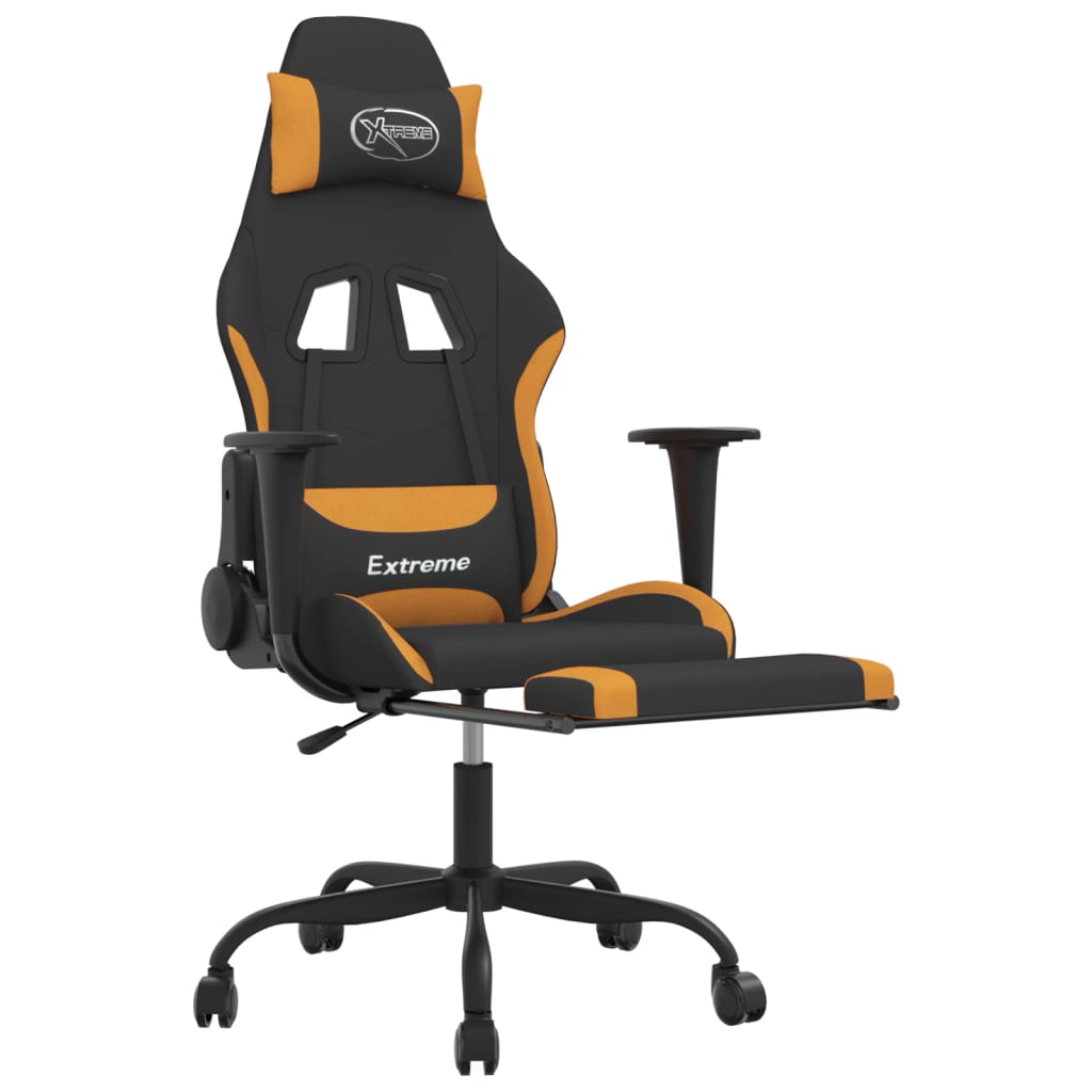 Gaming-Stuhl mit Massagefunktion Schwarz und Creme Stoff