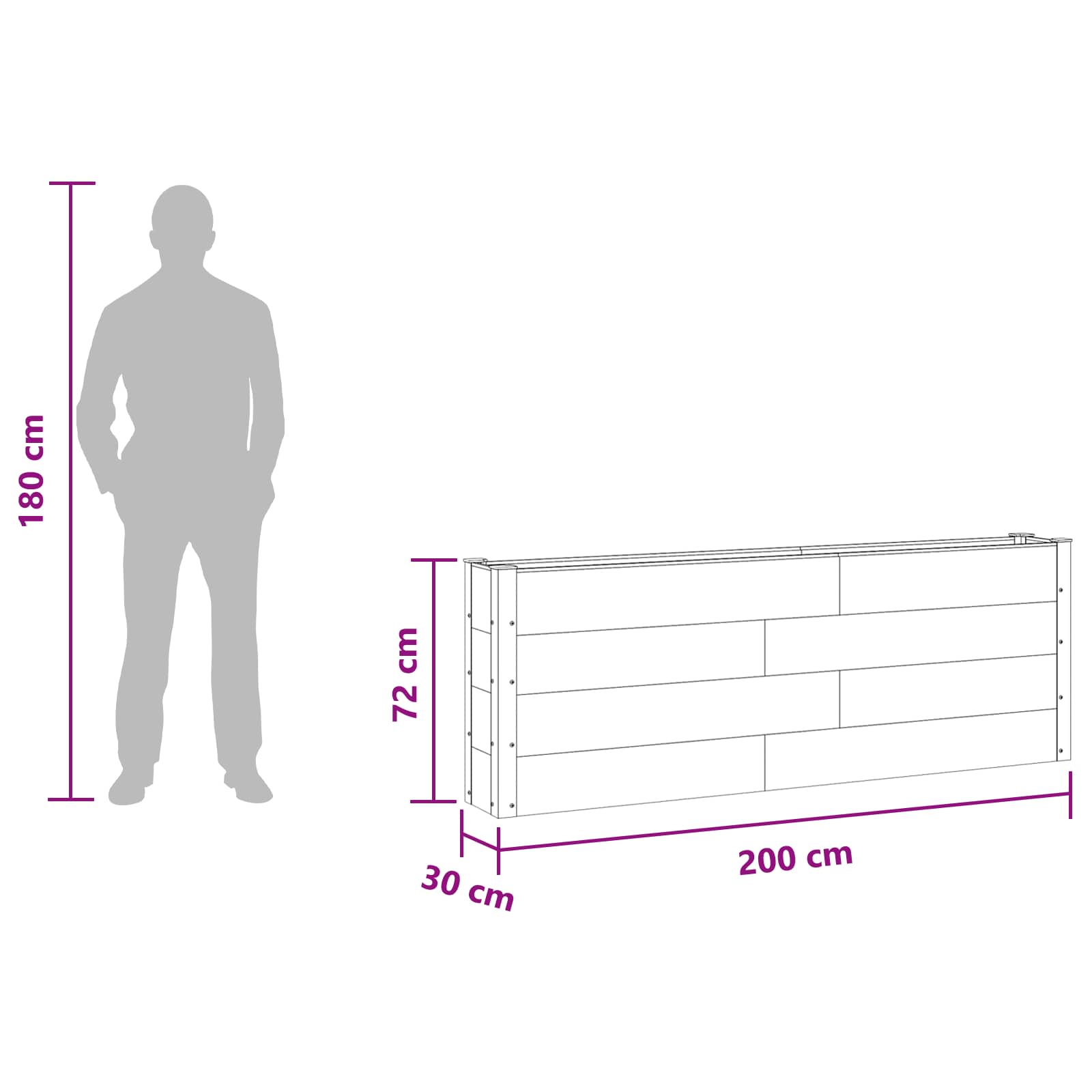 Garten-Hochbeet 200x50x54 cm WPC Grau