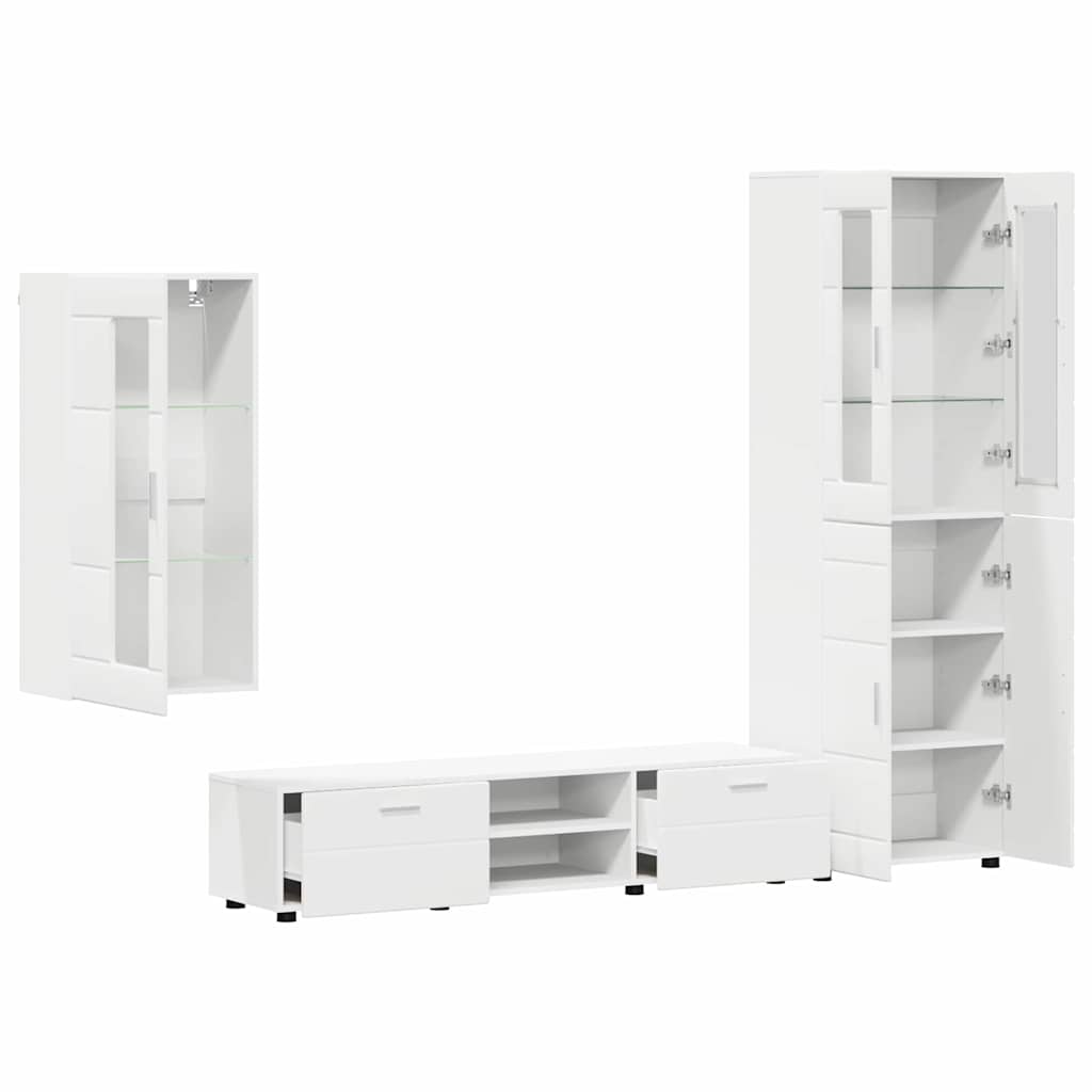 Highboard mit Regal FLORIN Weiß 60 x 35 x 182 cm Holzwerkstoff