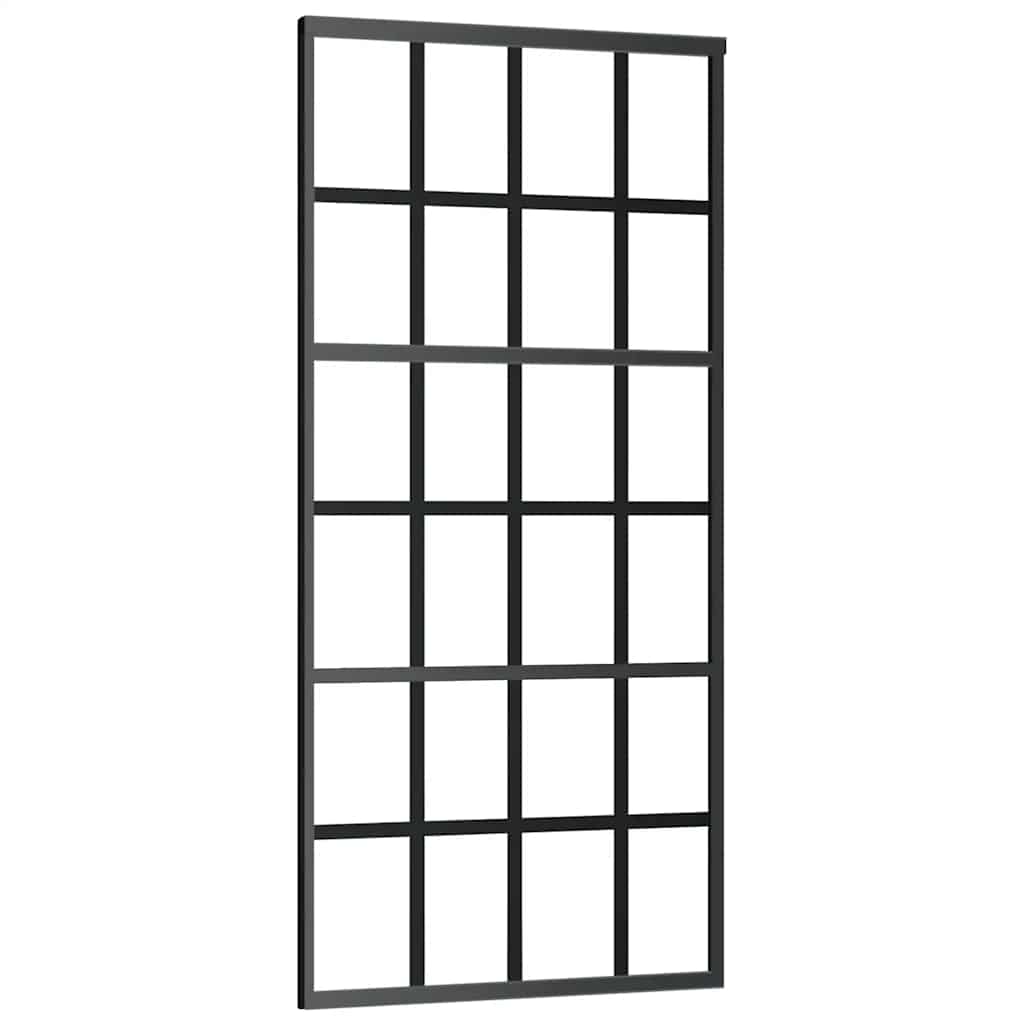 Schiebetür 3-teilig ESG-Glas und Aluminium 76x205 cm Schwarz