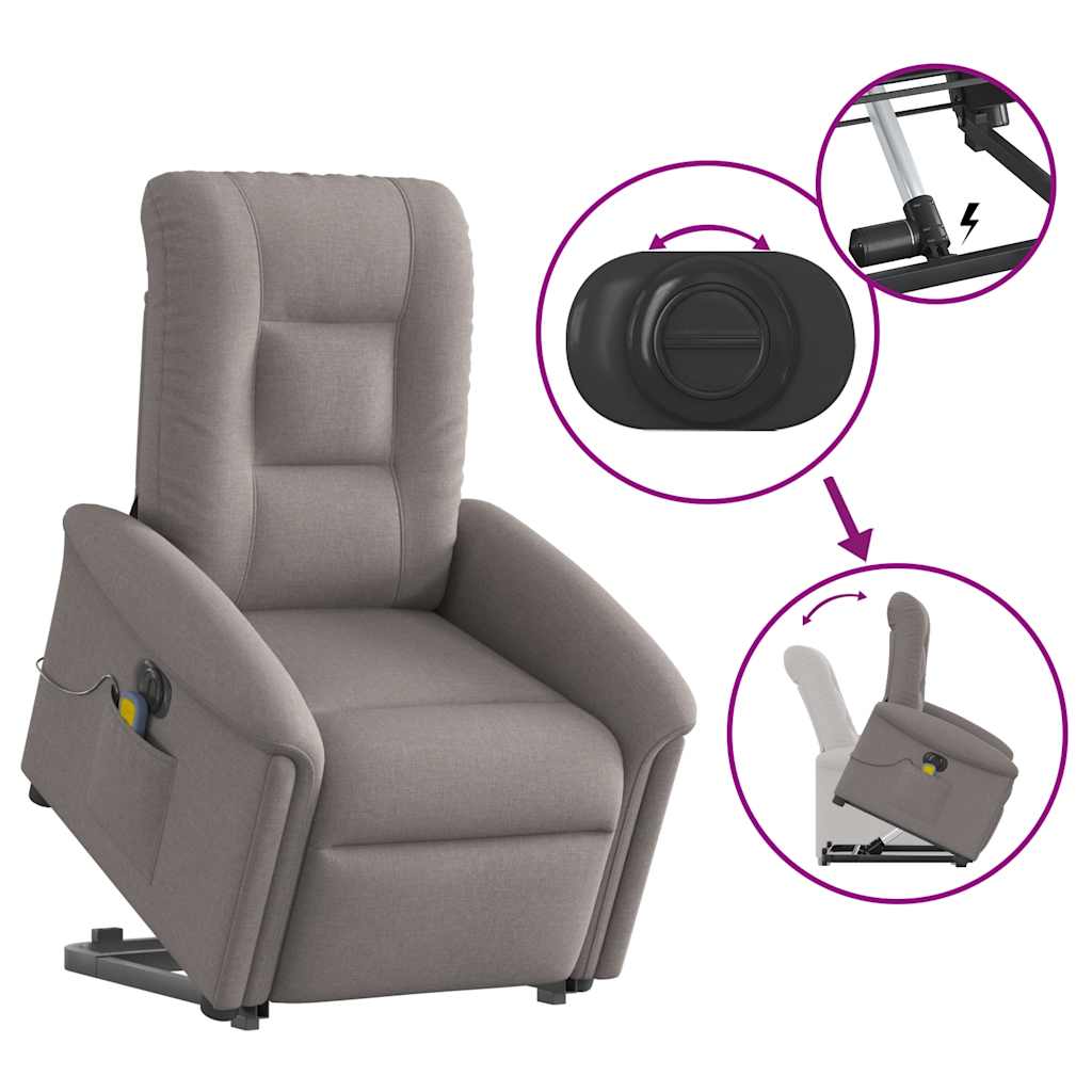 Massagesessel mit Aufstehhilfe Hellgrau Stoff