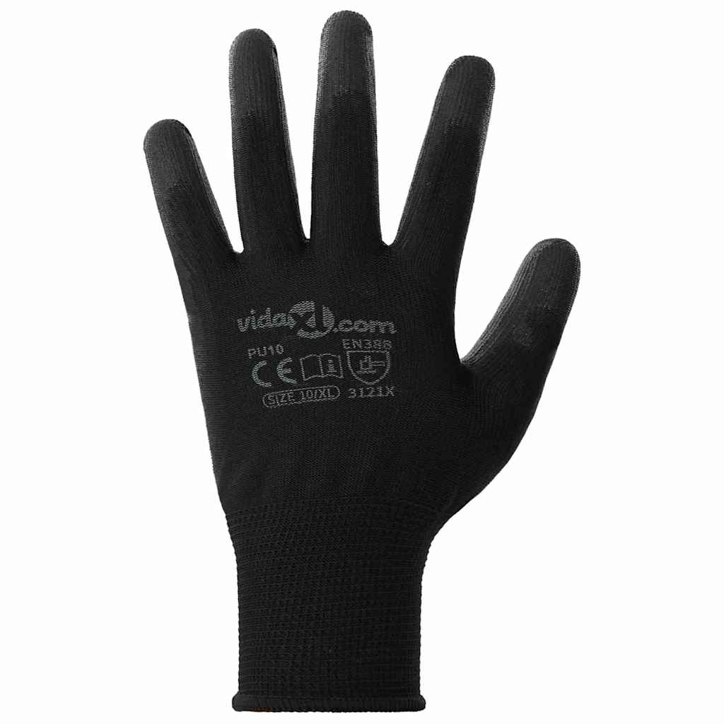 Arbeitshandschuhe 12 pcs Schwarz 7 / S Polyester
