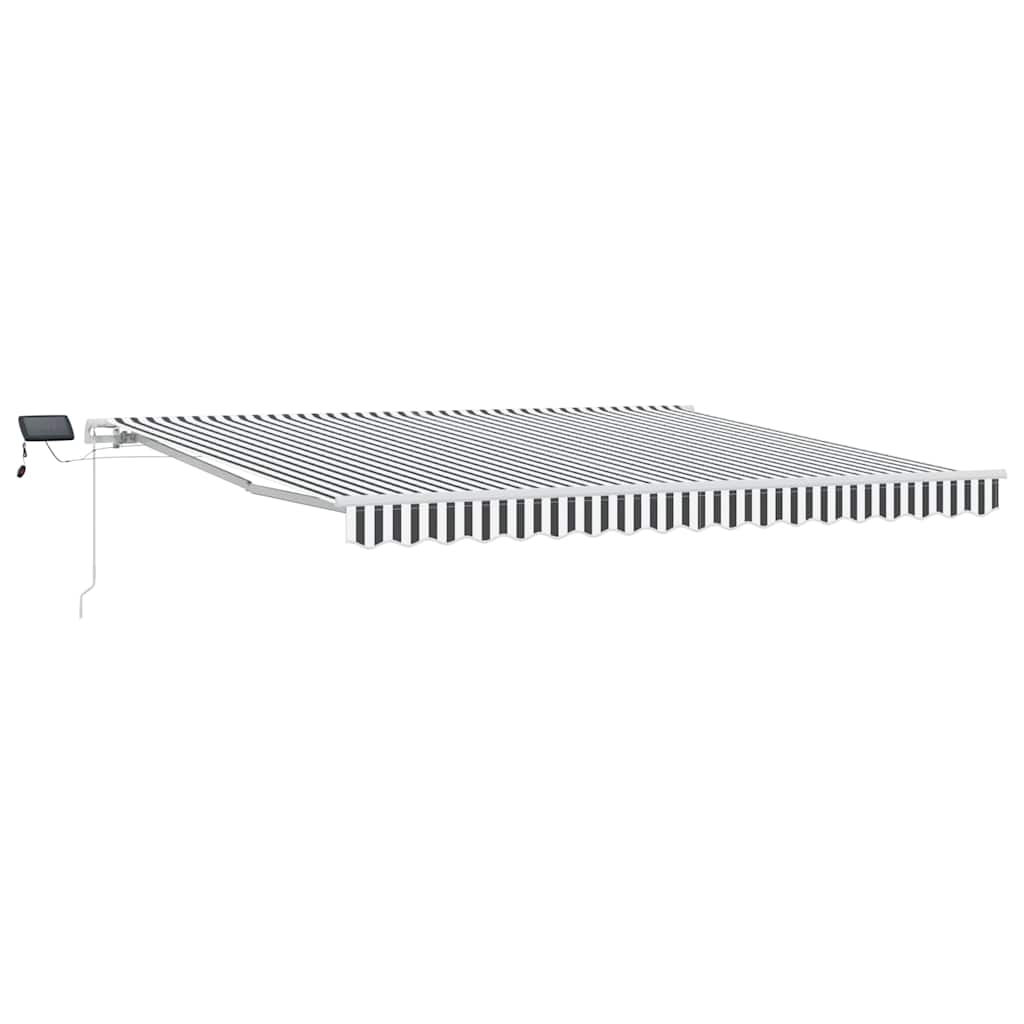 Markise Manuell Einziehbar mit LED 300x250 cm Blau und Weiß