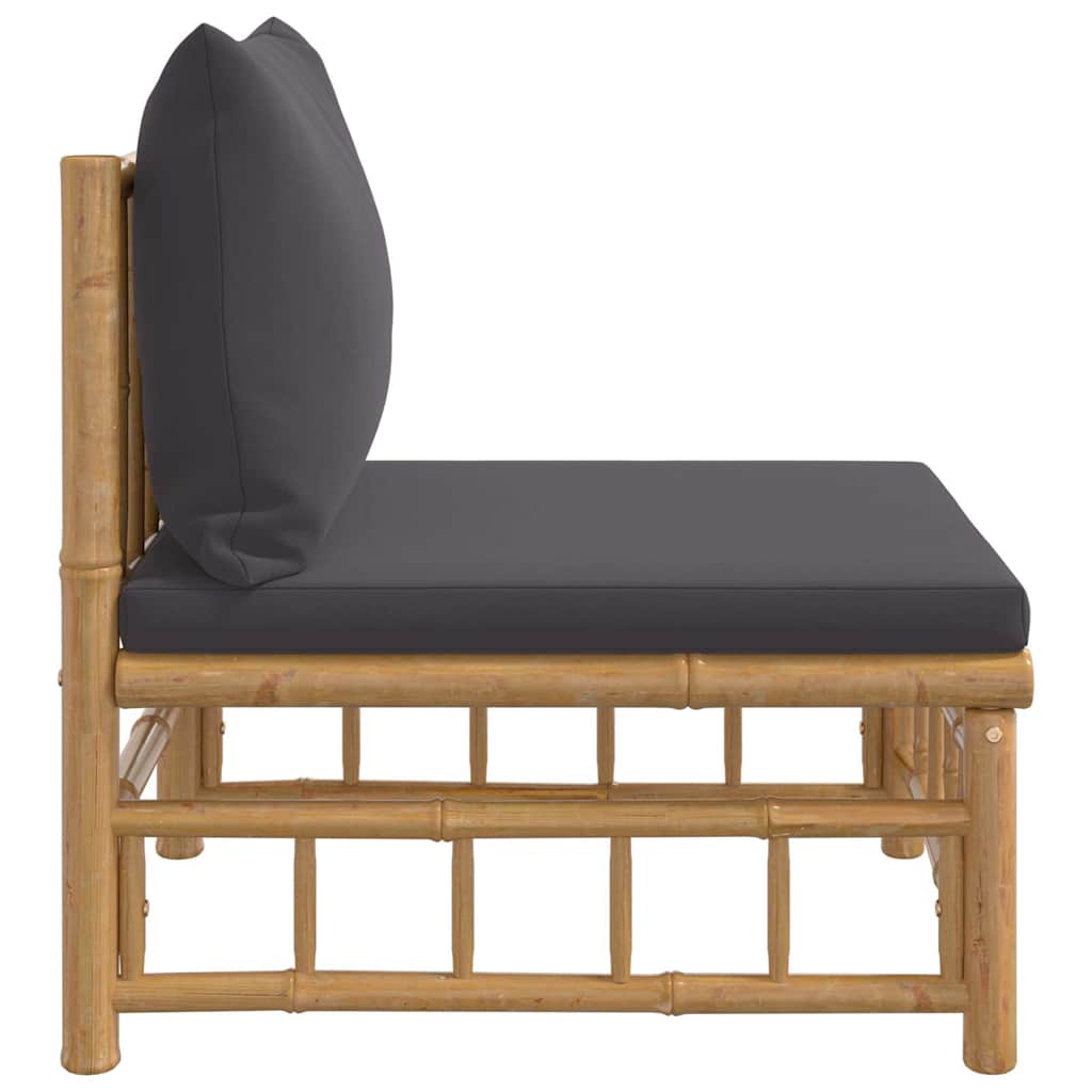3-tlg. Garten-Lounge-Set mit Kissen Creme Bambus