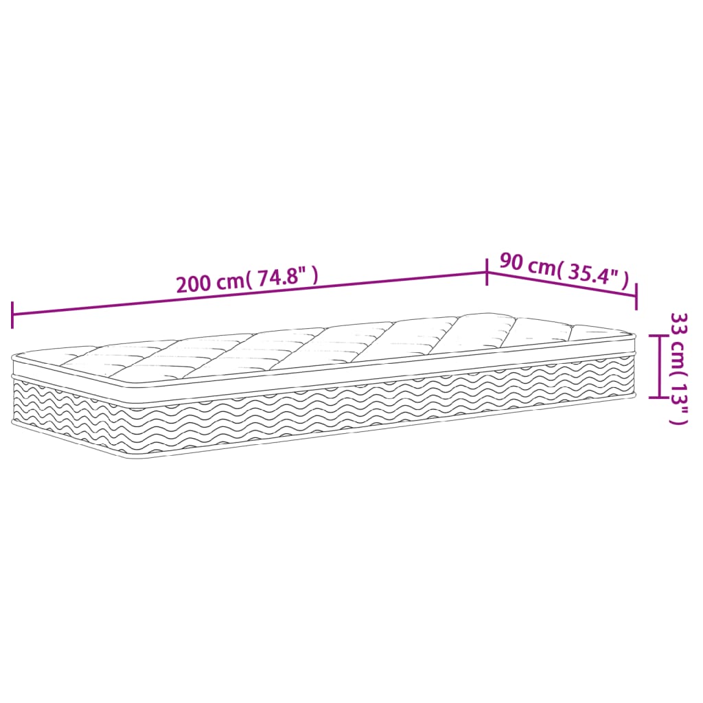 Taschenfederkernmatratze Mittelfest Plus 90 x 200 cm 33 cm Weiß
