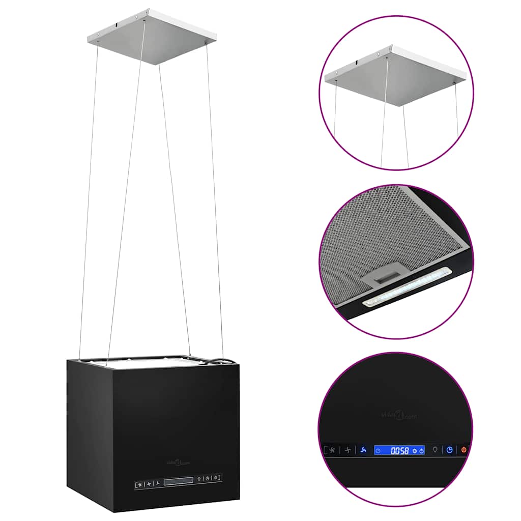 Hängende Inselhaube Touch-Sensor LCD 37 cm Edelstahl