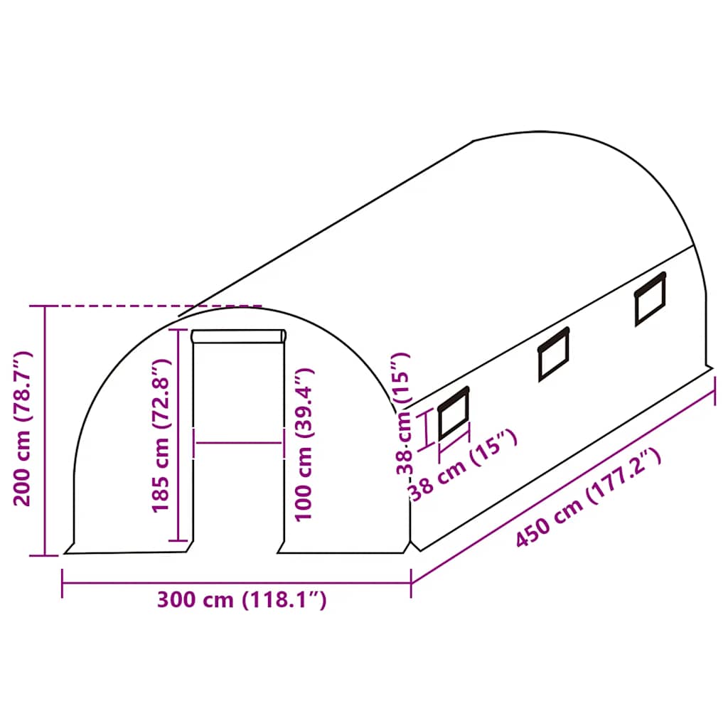 Ersatzabdeckung für Gewächshaus (4,5 m²) 300x150x200 cm Grün