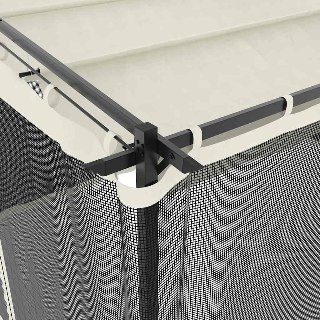 Pavillon mit Netzwände Creme 3x3 m Stahl