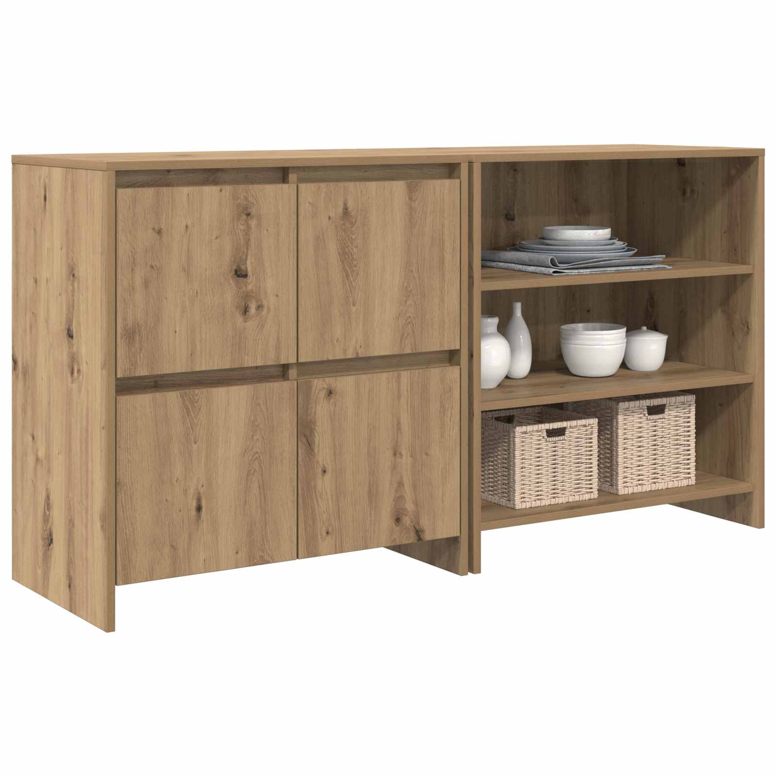 2-tlg. Sideboard Weiß Holzwerkstoff