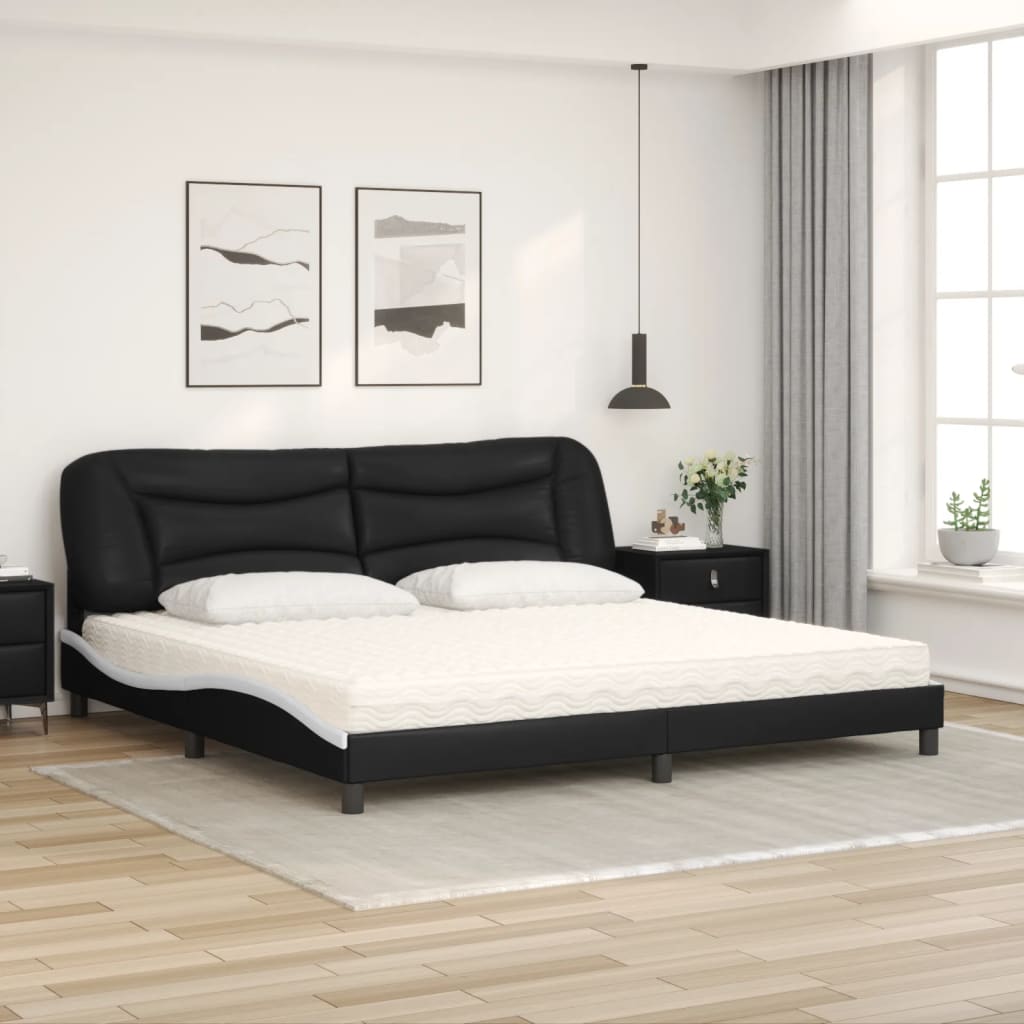 Bett mit Matratze "Hvar" Schwarz 80x200 cm Kunstleder