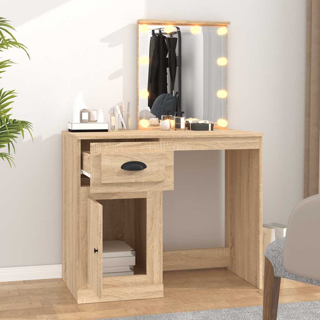 Schminktisch mit Spiegel Weiß 90x50x132,5 cm Holzwerkstoff