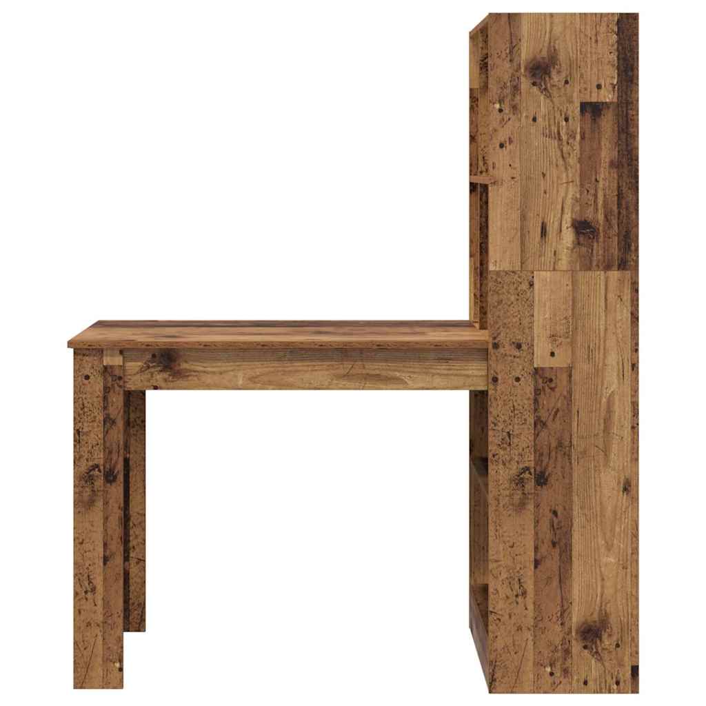 Schreibtisch mit Regal Schwarz Eichen-Optik 122 x 67 x 145 cm