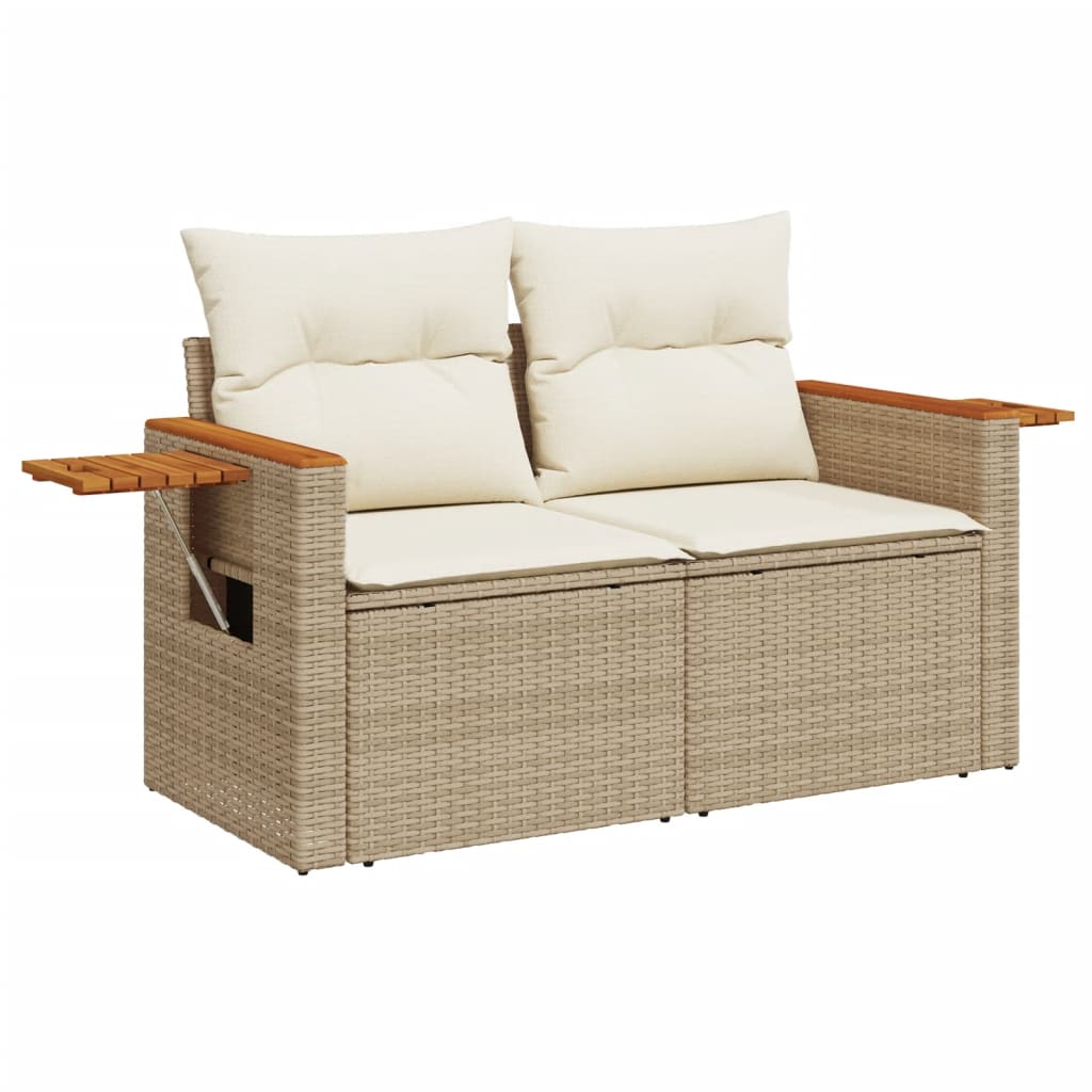 10-tlg. Garten-Sofagarnitur mit Kissen Schwarz Poly Rattan