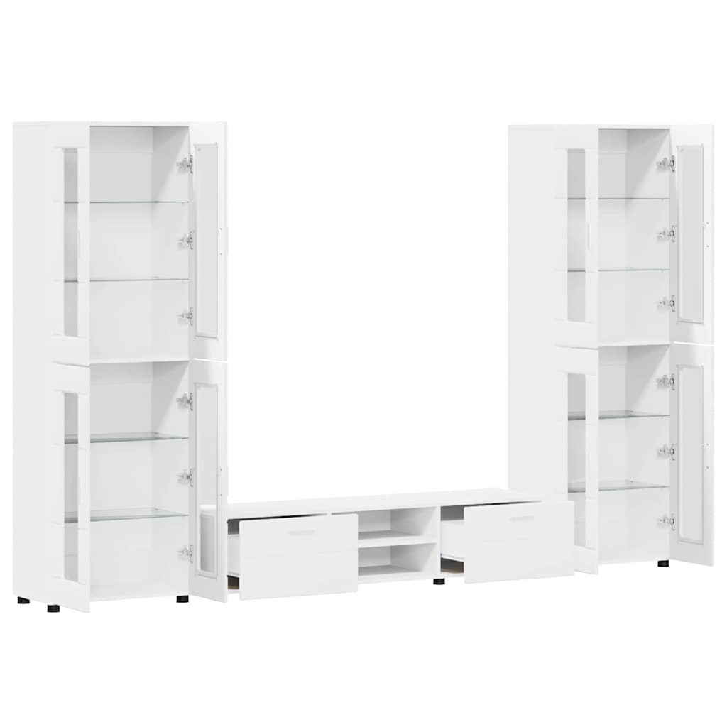 Highboard mit Regal FLORIN Weiß 60 x 35 x 182 cm Holzwerkstoff