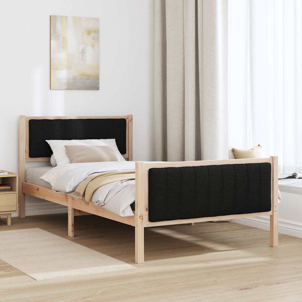 Bettgestell Braun und hellgrau 200 x 200 cm Massivholz Kiefer