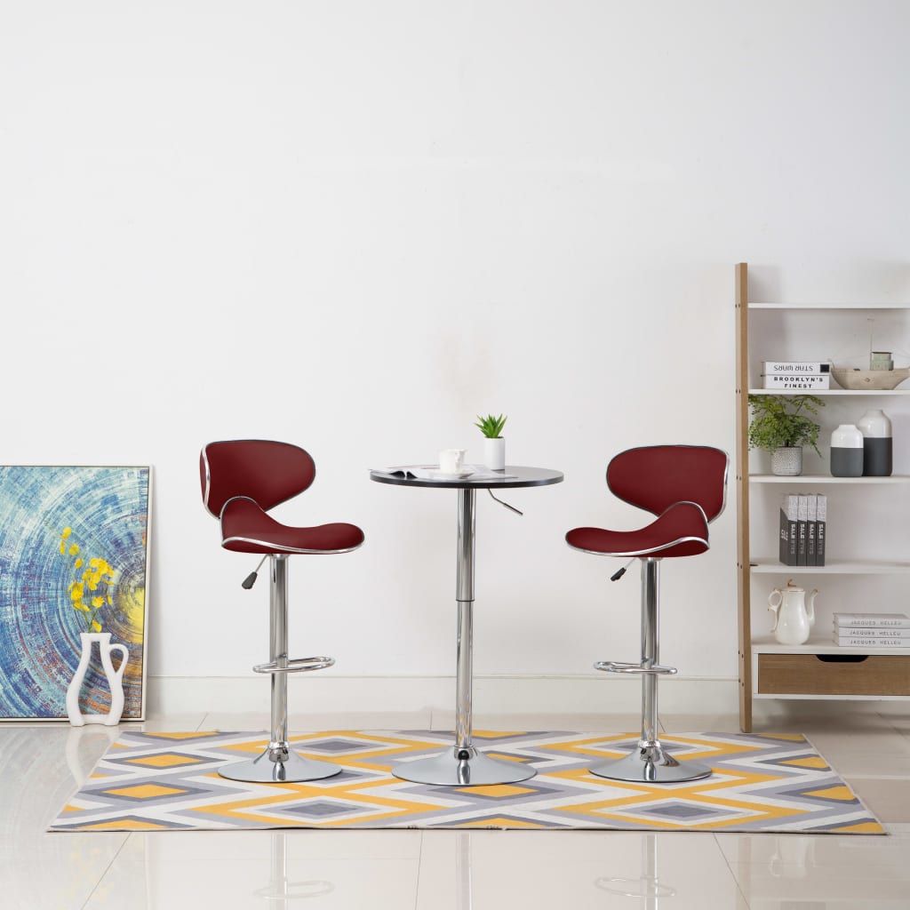 Barhocker 2 Stk. Rot Kunstleder