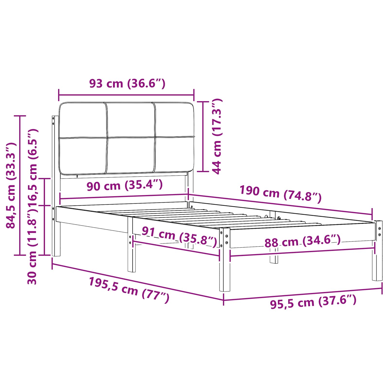 Bettgestell mit gepolstertem Kopfteil Hellgrau 200 x 200 cm