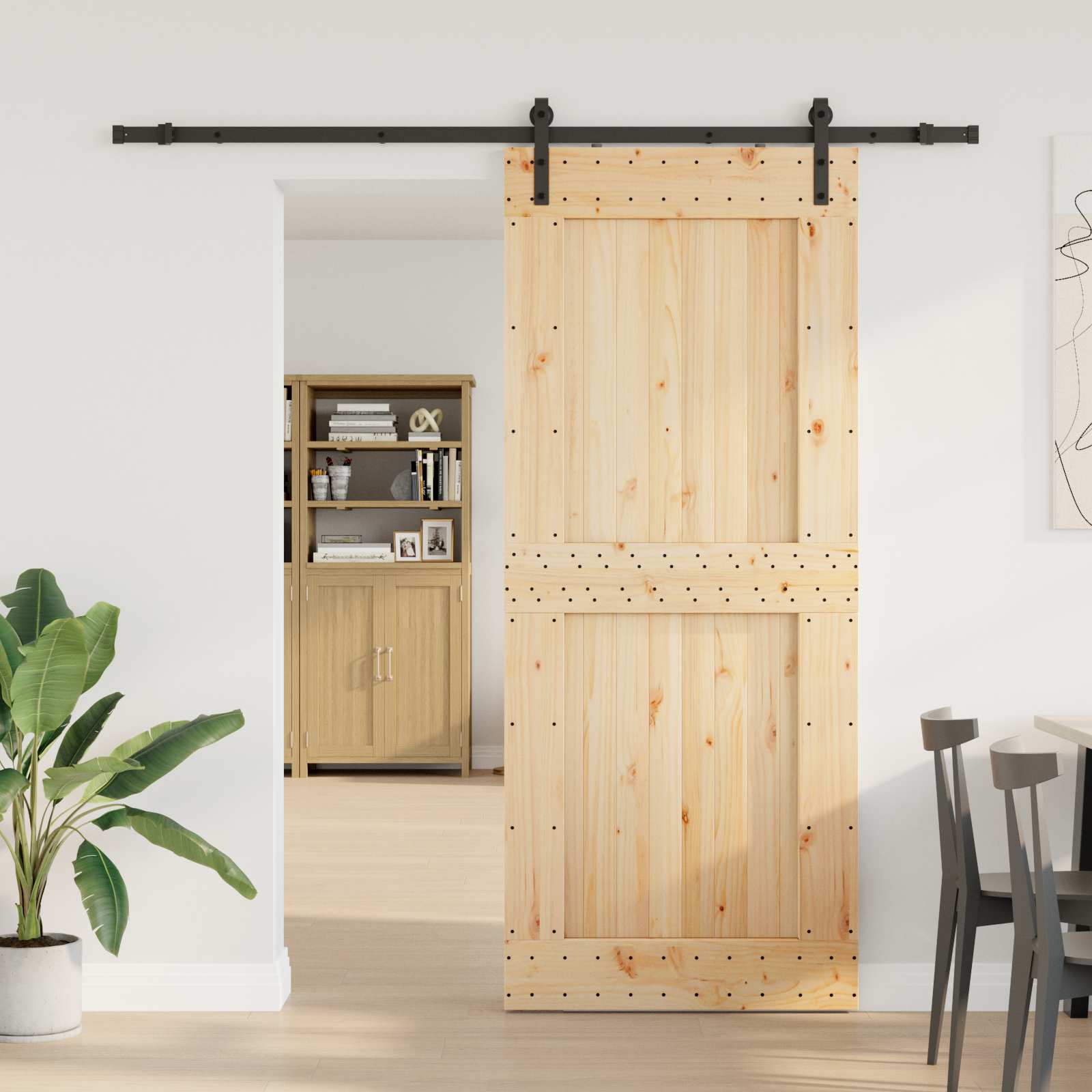 Schiebetür NARVIK Natürlich und Schwarz 70 x 210 cm (152,5 cm)