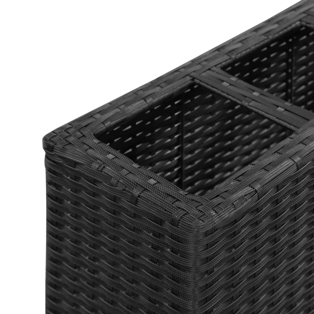 Garten-Hochbeet mit 4 Töpfen 80x22x79 cm Poly-Rattan Schwarz