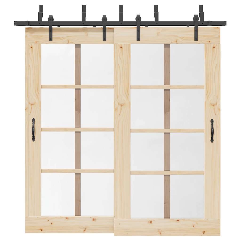 Schiebetürbeschlag-Set 152,5 cm Stahl Schwarz
