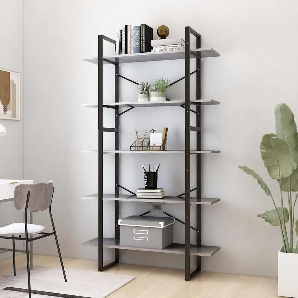 Bücherregal 5 Fächer Weiß 40x30x175 cm Holzwerkstoff