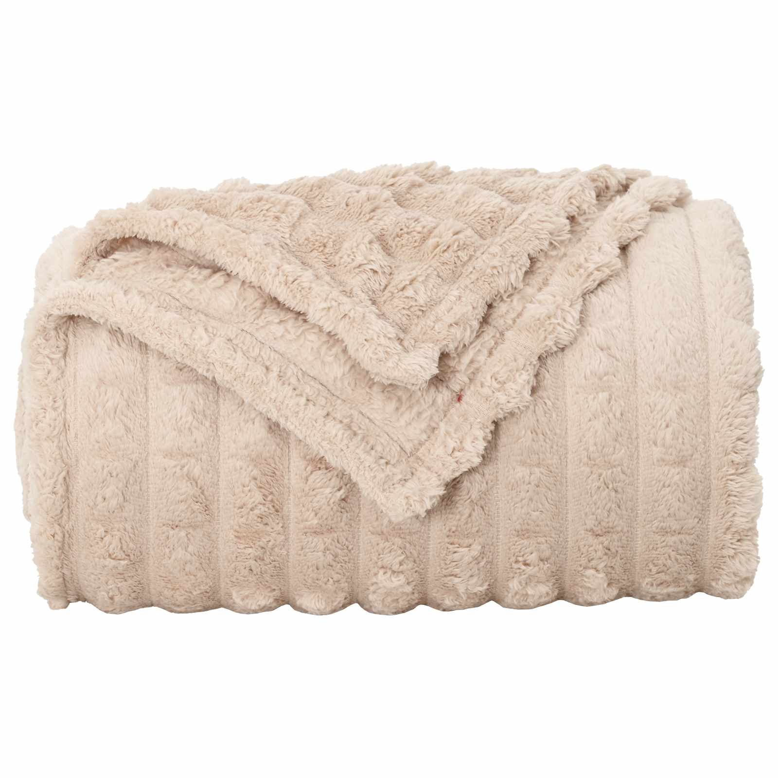 Überwurfdecke Beige 150 x 130 cm Fleece