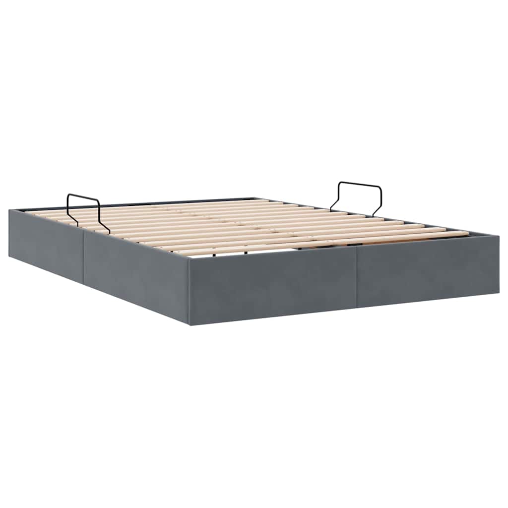 Aufbewahrungsbett mit Kopfteil Dunkelgrau 90 x 190 cm Samt