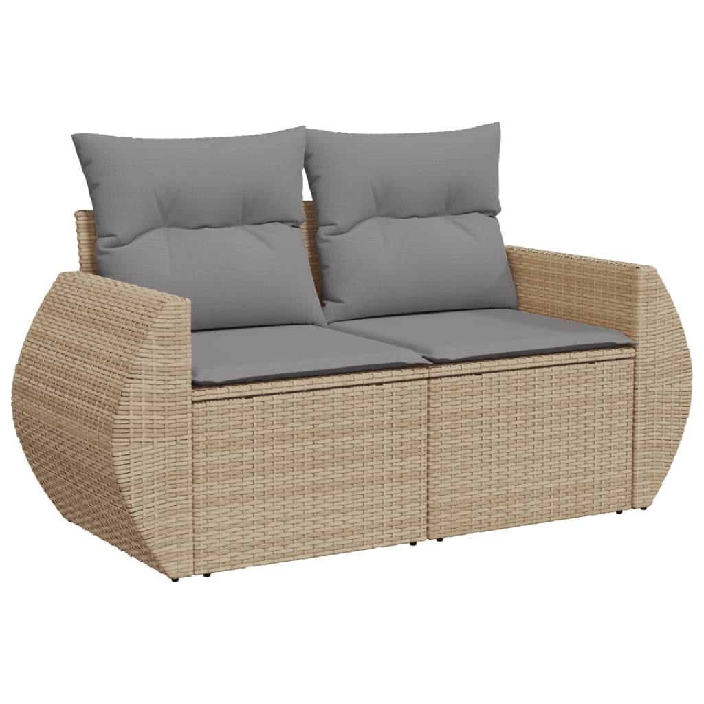 10-tlg. Garten-Sofagarnitur mit Kissen Schwarz Poly Rattan