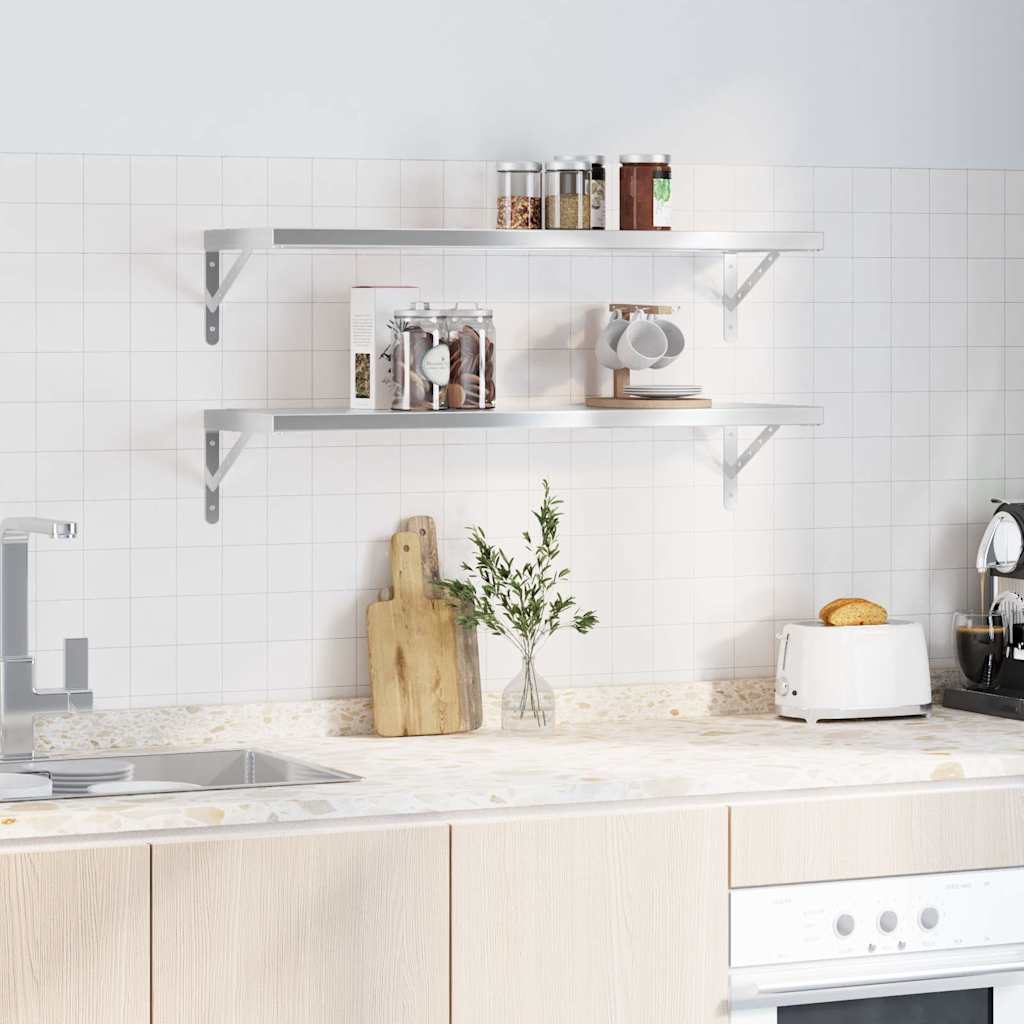 Wandregale 2 Stk. 100x40 cm Silbern Edelstahl