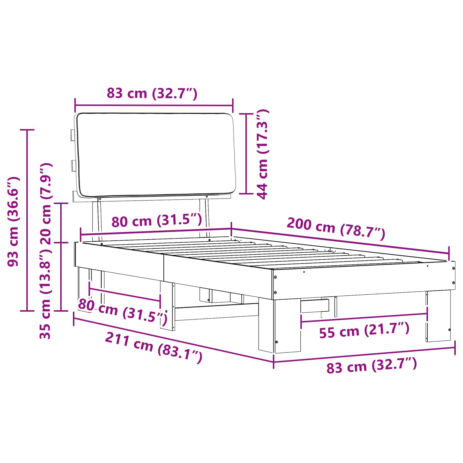 Bettgestell mit gepolstertem Kopfteil Hellgrau 200 x 200 cm