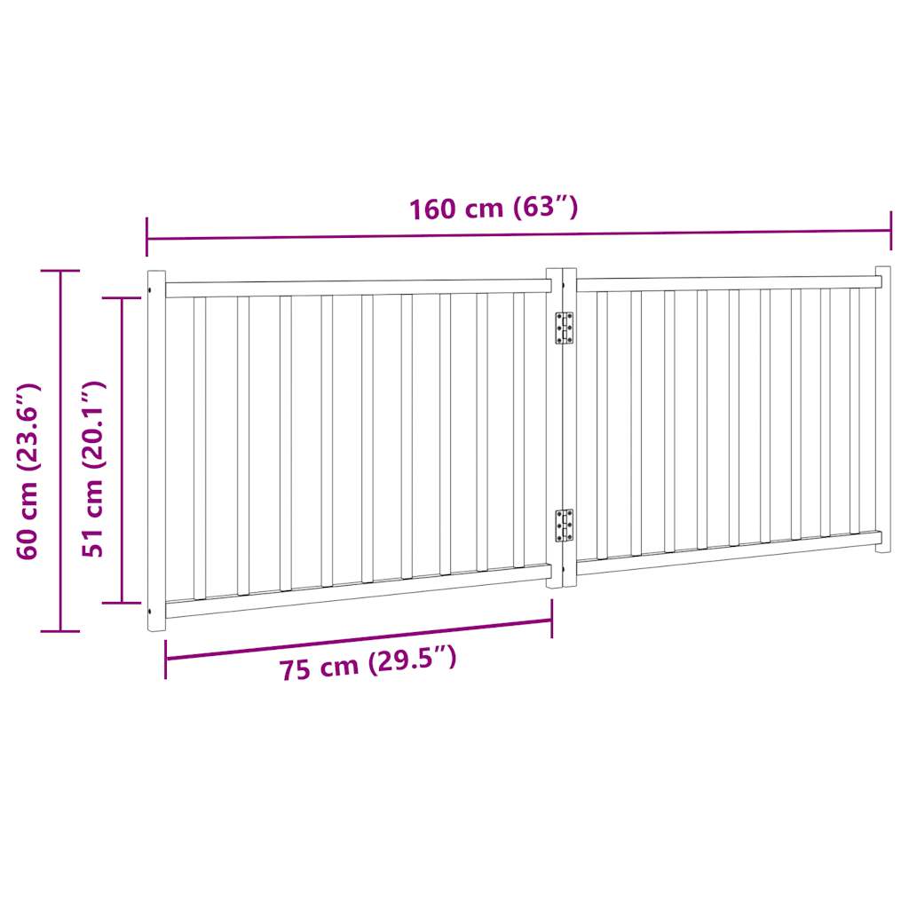 3-tlg. Hundetor Faltbar 150 cm Massivholz Tanne