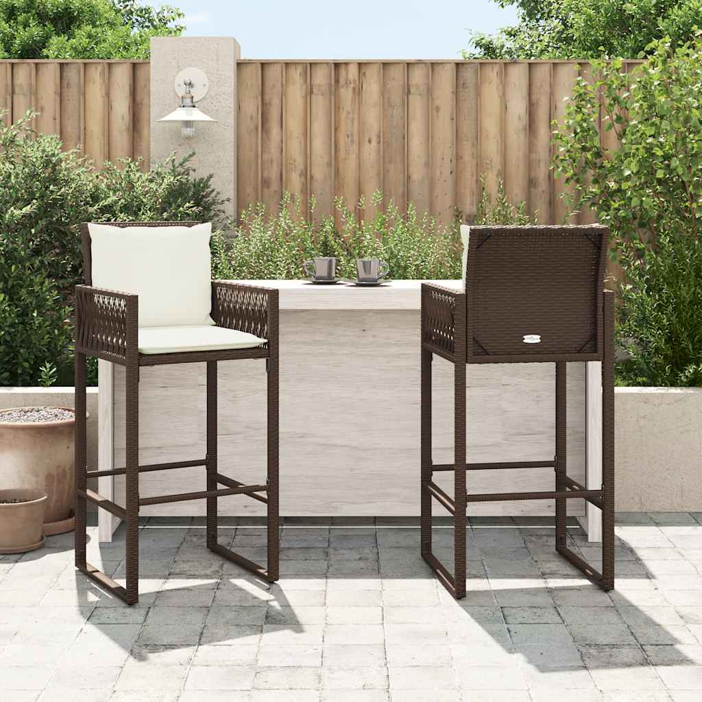 Garten-Barhocker 2 Stk. Schwarz Poly Rattan