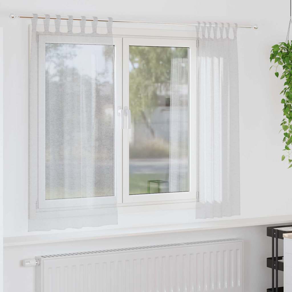 Voile-Vorhang mit Vorhängen 2 pcs Weiß 140 x 140 cm Polyester