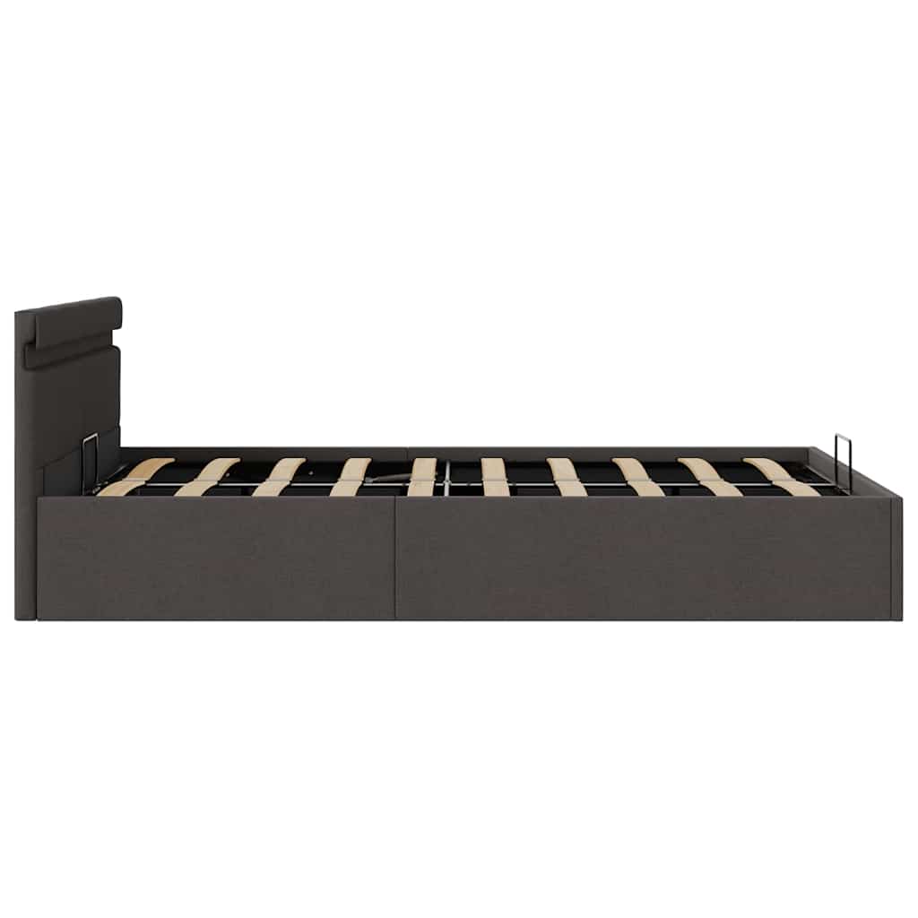 Bett mit Bettkasten Hydraulisch LED Dunkelgrau Stoff 90x200 cm