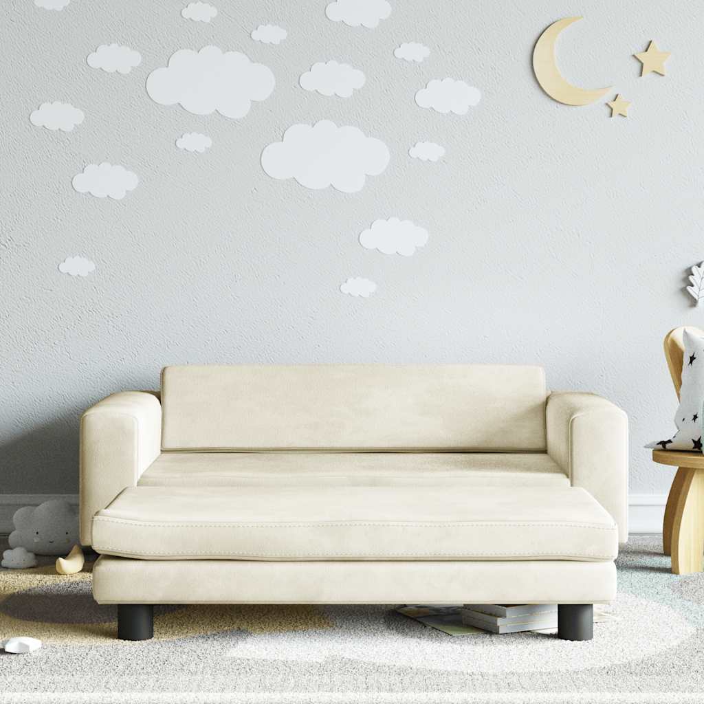 Kindersofa mit Hocker Blau 100x50x30 cm Samt