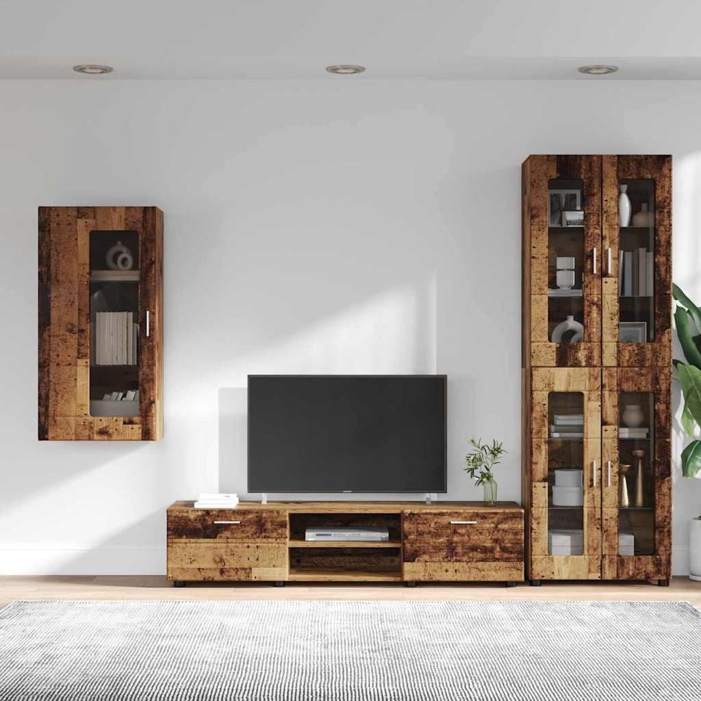 Highboard mit Regal FLORIN Weiß 60 x 35 x 182 cm Holzwerkstoff