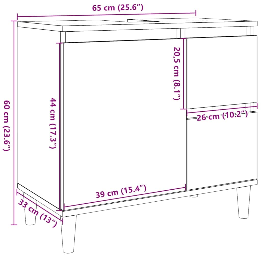Badschrank Weiß 65x33x60 cm Holzwerkstoff