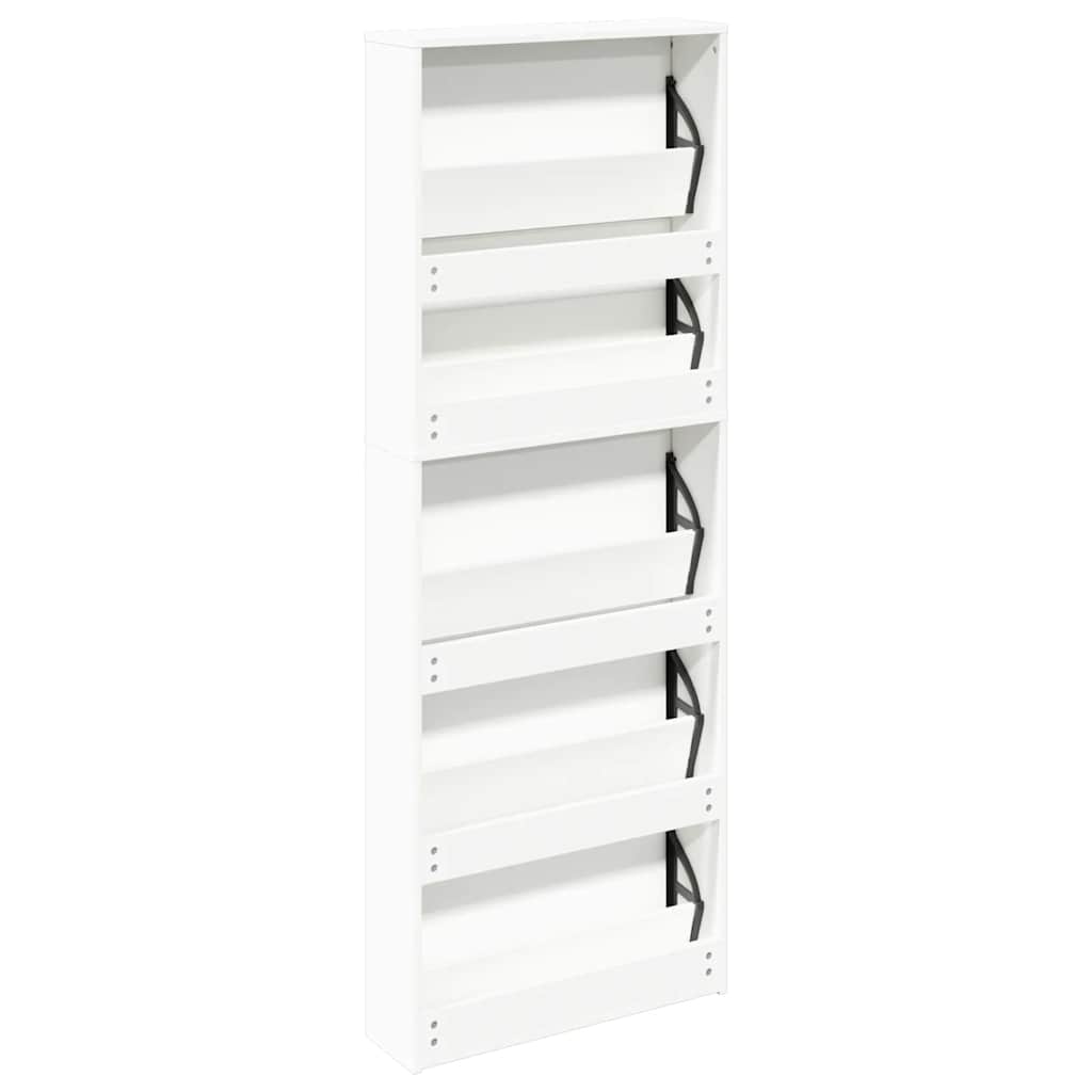 Schuhschrank mit 5 Fächern Spiegel Eiche 63x17x169,5 cm