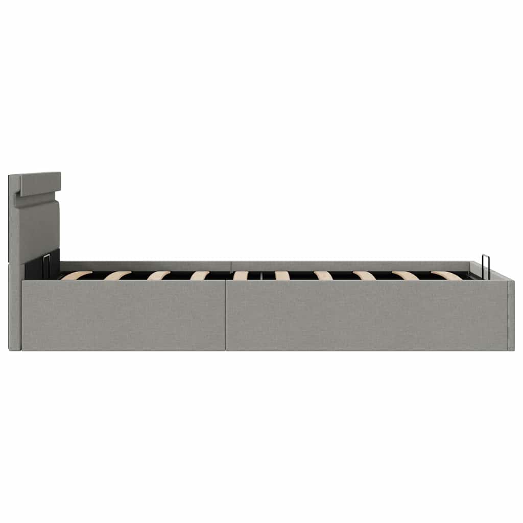 Bett mit Bettkasten Hydraulisch LED Dunkelgrau Stoff 90x200 cm