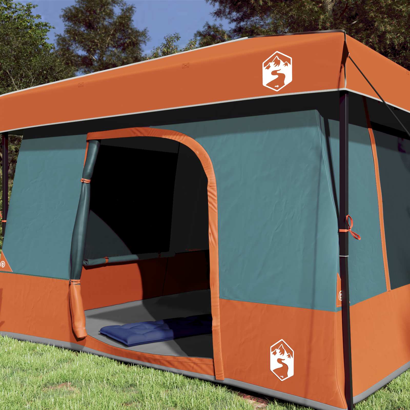 Camping-Zelt-Set mit Dach 2 pcs Blau Taffeta und Stoff