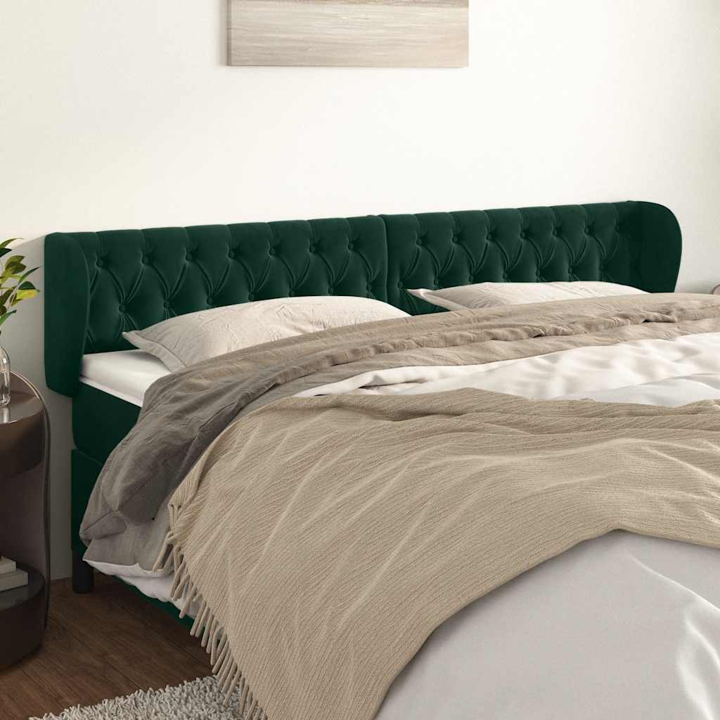 Kopfteil mit Ohren Dunkelblau 93x23x78/88 cm Samt