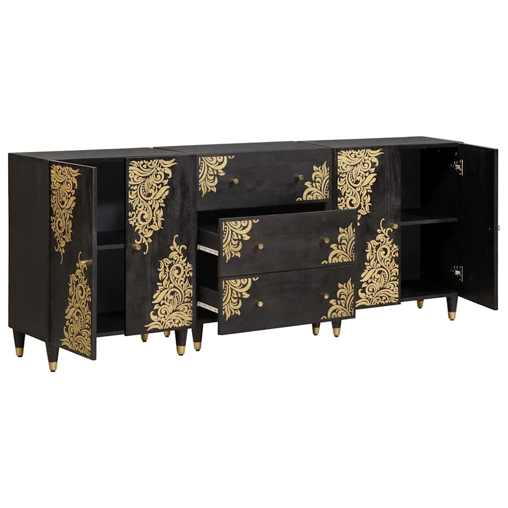 Badezimmerschrank-Set 3 pcs Grau und Gold 180 x 33 x 75 cm