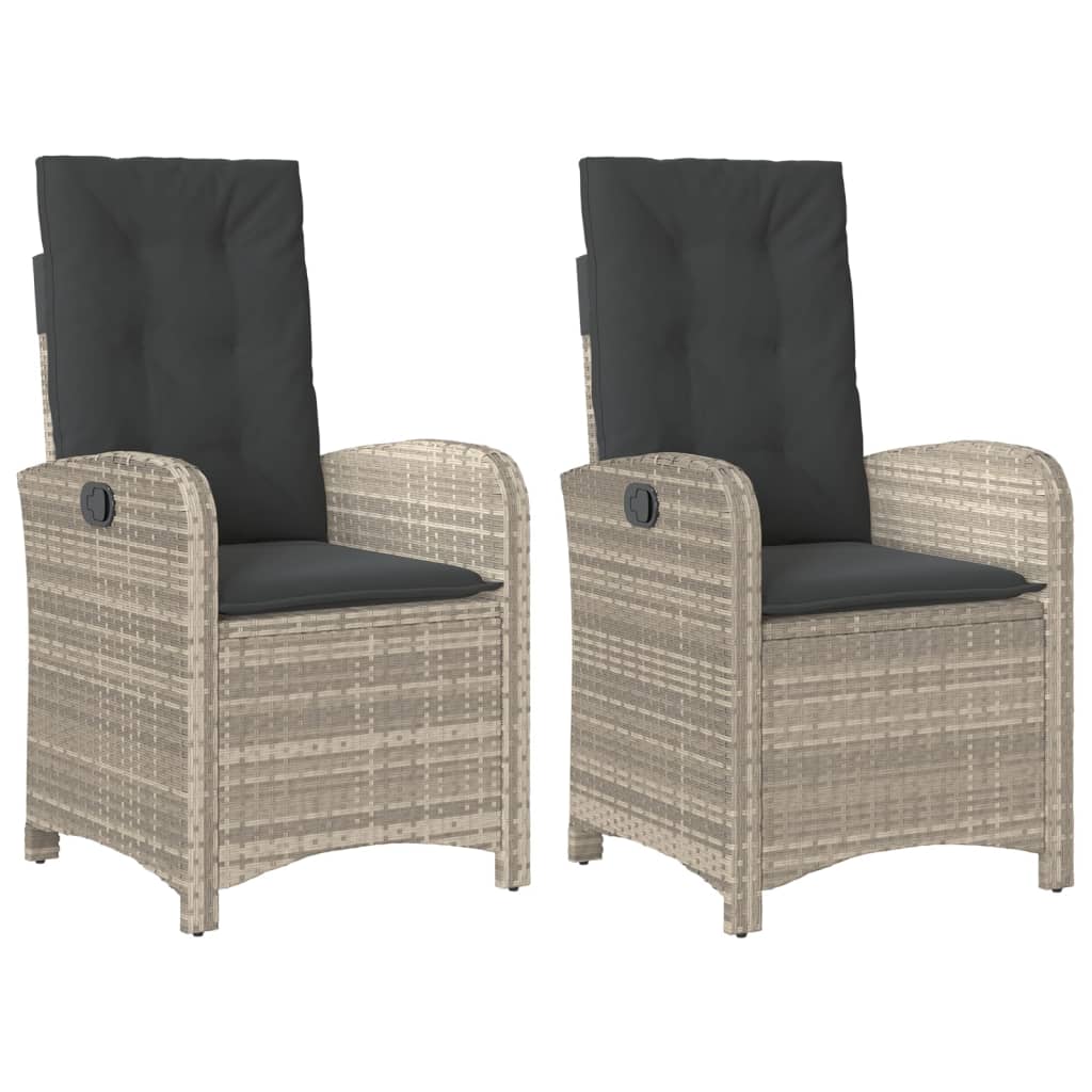Gartensessel Verstellbar mit Kissen Schwarz Poly Rattan