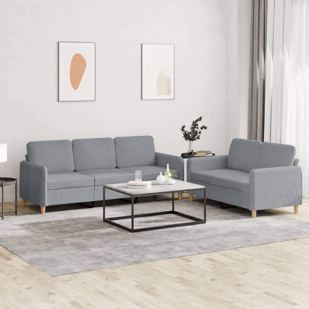3-tlg. Sofagarnitur mit Kissen Braun Stoff