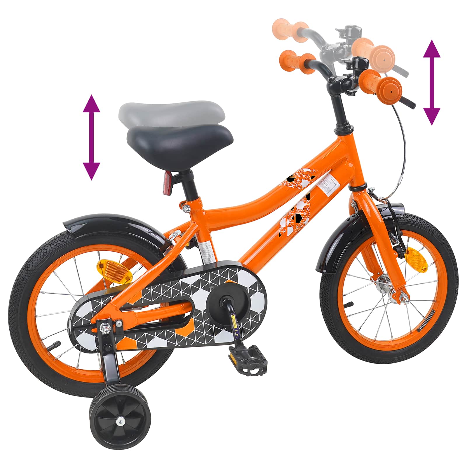 Kinderfahrrad 12 Zoll für 2-4 Jahre alt Schwarz